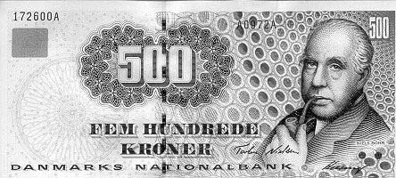 Niels Bohr sur un ancien billet du danemark